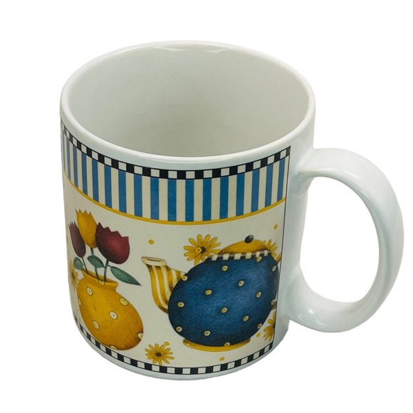 Sakura Vintage 1998 "Teapots" Stoneware Mugs Set of 5 by Debbie Mumm - Picture 6 of 11